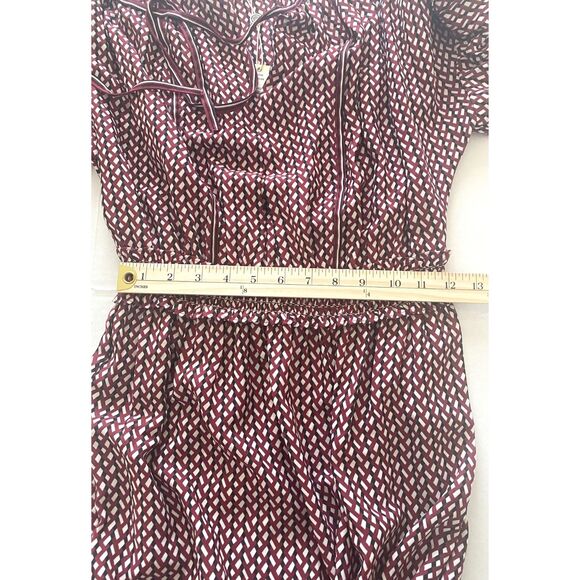 NWT Max Studio Geometric Print Tie Neck Crepe Cottagecore Boho Tier Maxi Dress S - Picture 5 of 12